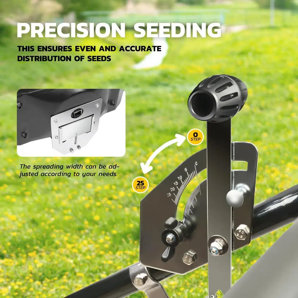 مفرشة بث ممر 80 رطل بسعة 36 كجم/29 لتر عجلات بذارة أدوات مزرعة للحديقة مفرشة بذور للاستخدام في جميع المواسم غطاء للمطر