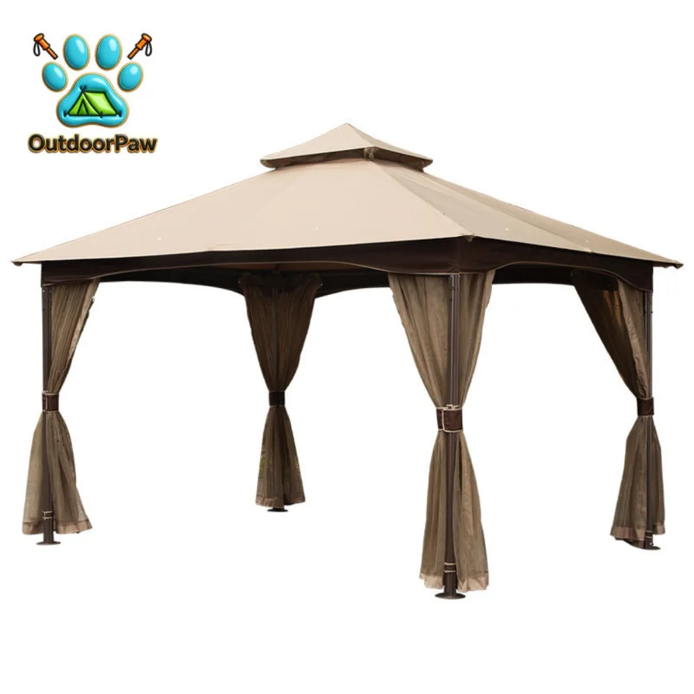 Linya Outdoor Shade Gazebo Cloth Top Tent Courtyard Garden Four Corner Pavilion Outdoor Leisure Roman Canopy