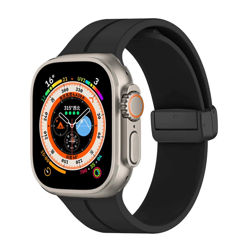 Magnetische Bandjes Voor Appelhorlogeband 44Mm 45Mm 49Mm 40Mm 41Mm 42Mm 46Mm Siliconen Armband Iwatch Serie 7 8 Se 6 3 Ultra 2 9 10