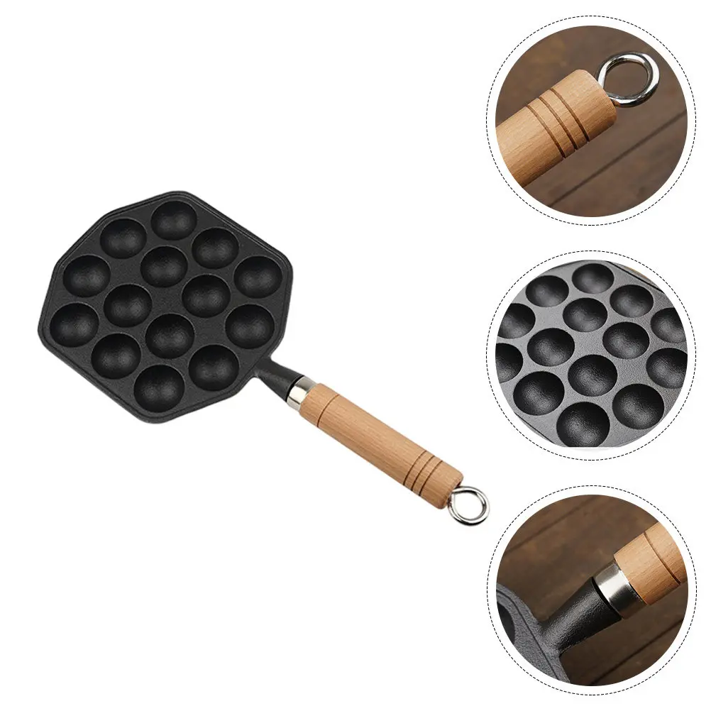 

Чугунная сковорода с 14 отверстиями, сверхпрочная, с антипригарным покрытием, для морепродуктов и фрикаделек, с гладкими краями, износостойкая, с функцией сохранения тепла