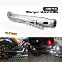 1X Silver Motorcycle Exhaust Pipe Cafe Racer Exhaust Muffler Tip Tail Tube Universal For Honda/Yamaha/Suzuki