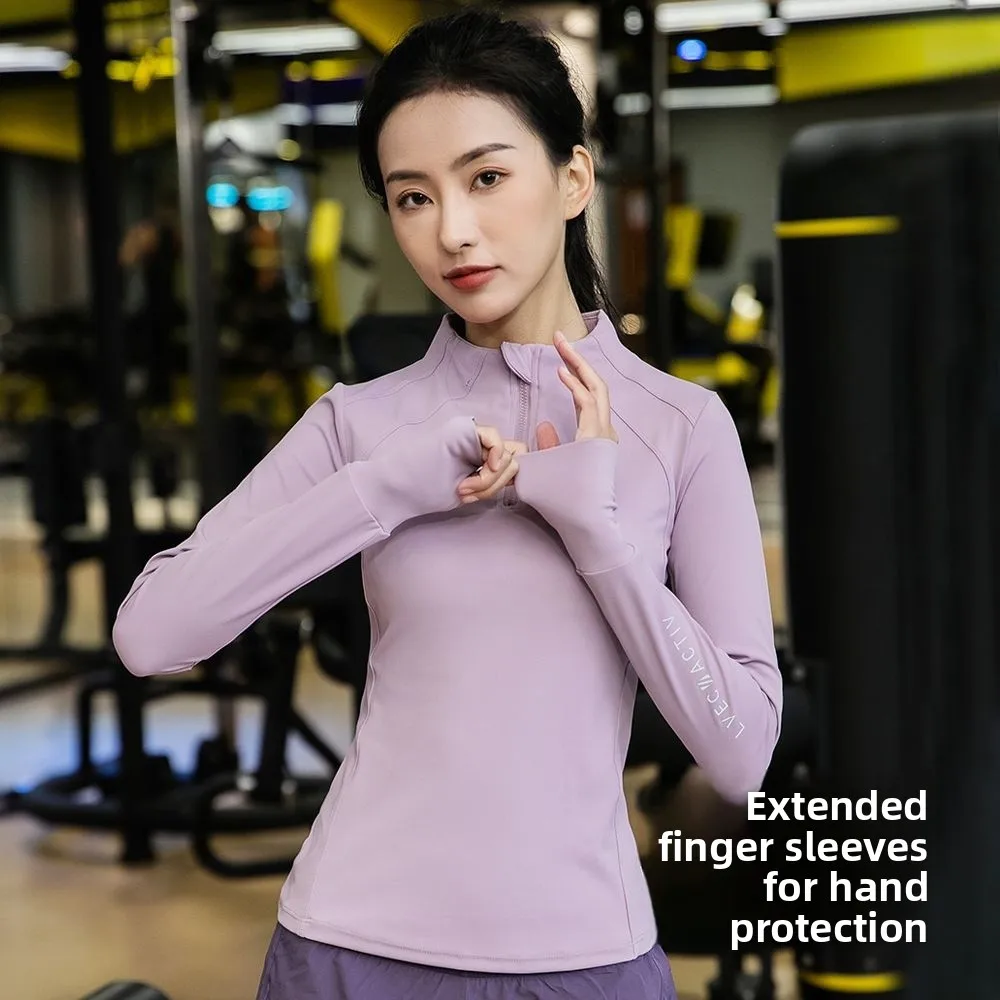 High-End Long Sleeve Yoga Fitness Clothing Top for Women 2024 Autumn Style Morning Run Shirt Polyester 100% Short Outerwear