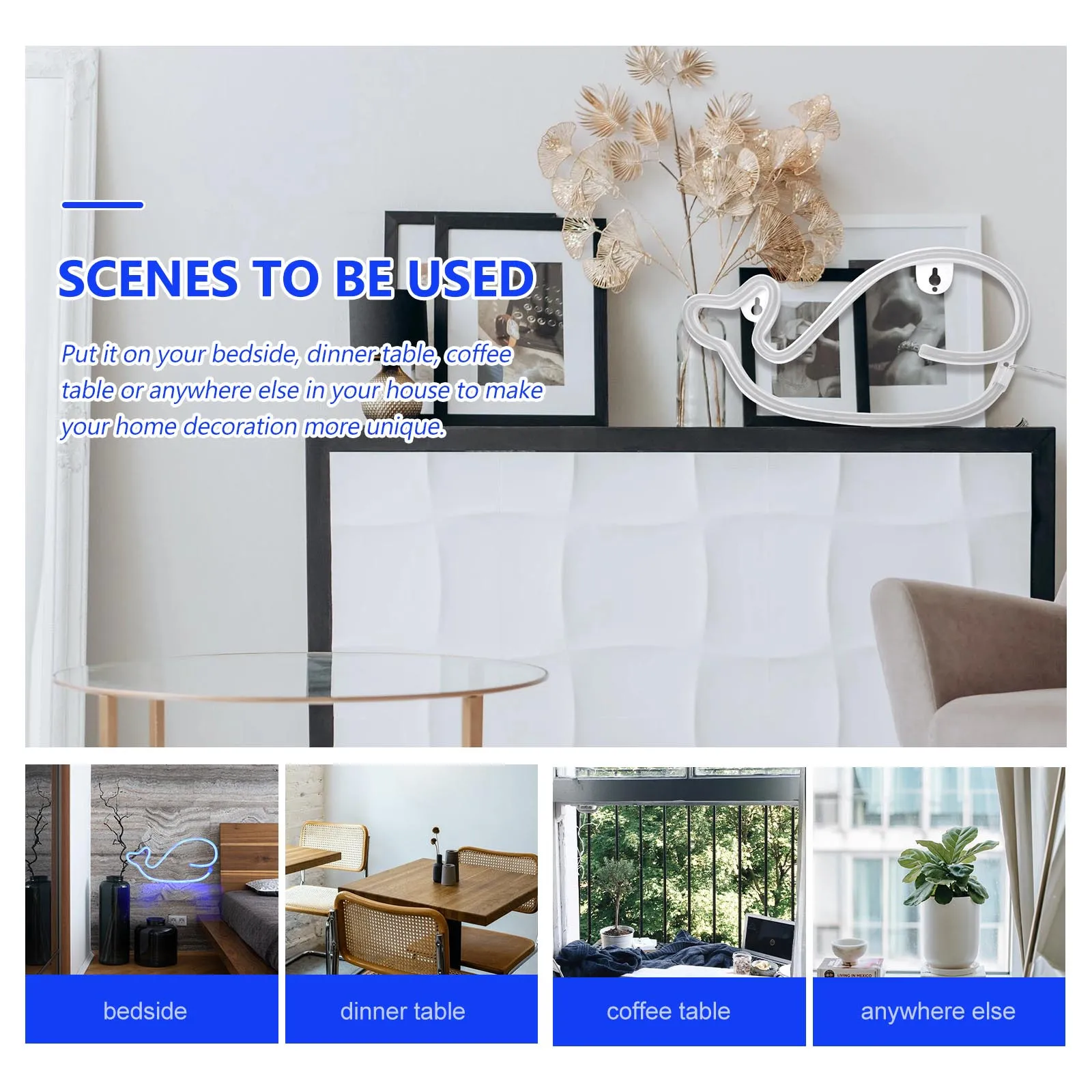 

1pc Whale Design Neon For Bedroom Bar Decorative Night Lamp Creative Neon Light Ornament Atmosphere Light Ornament