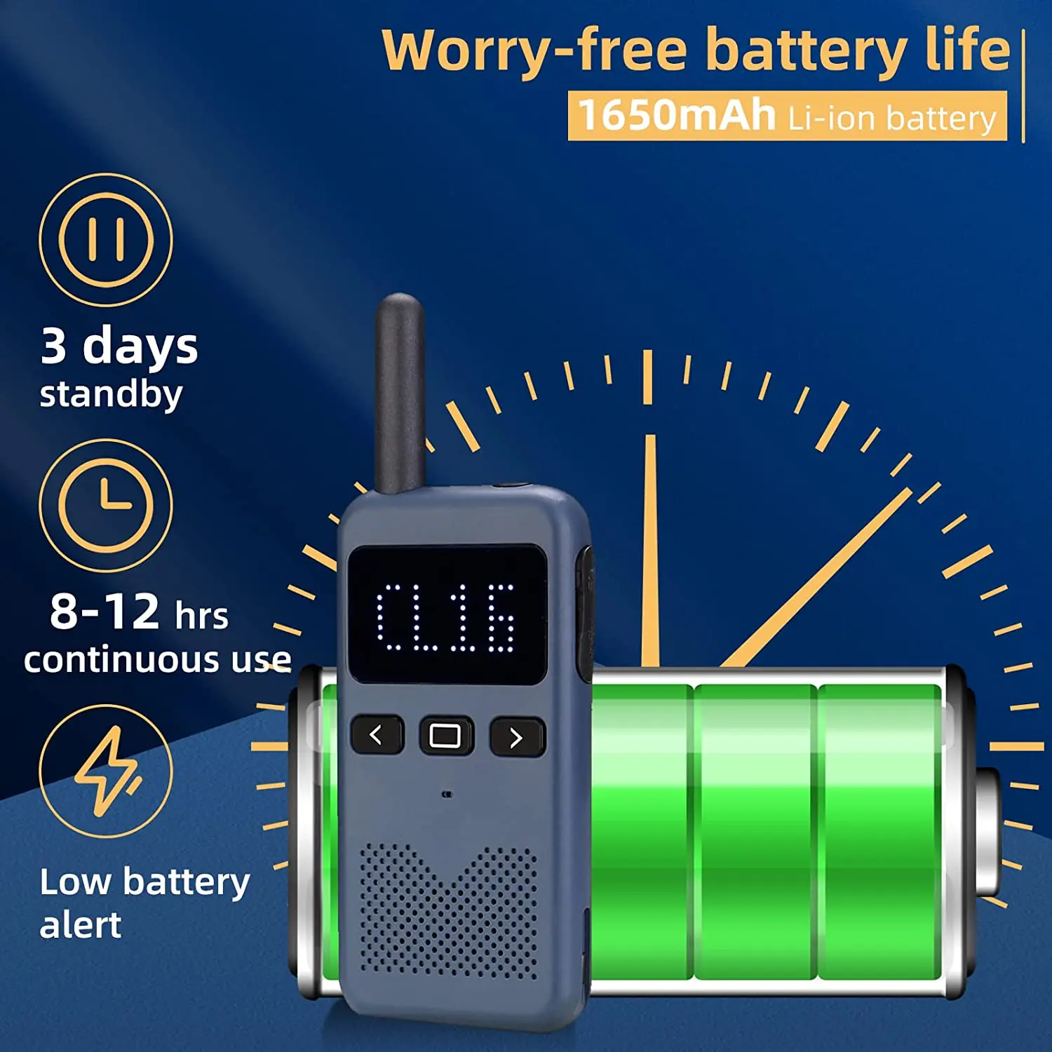 Retevis RB619 10 Pack Walkie Talkies License Free Slim Two Way Radio Rechargeable 1650mAh Hands Free for Clinic Business Office
