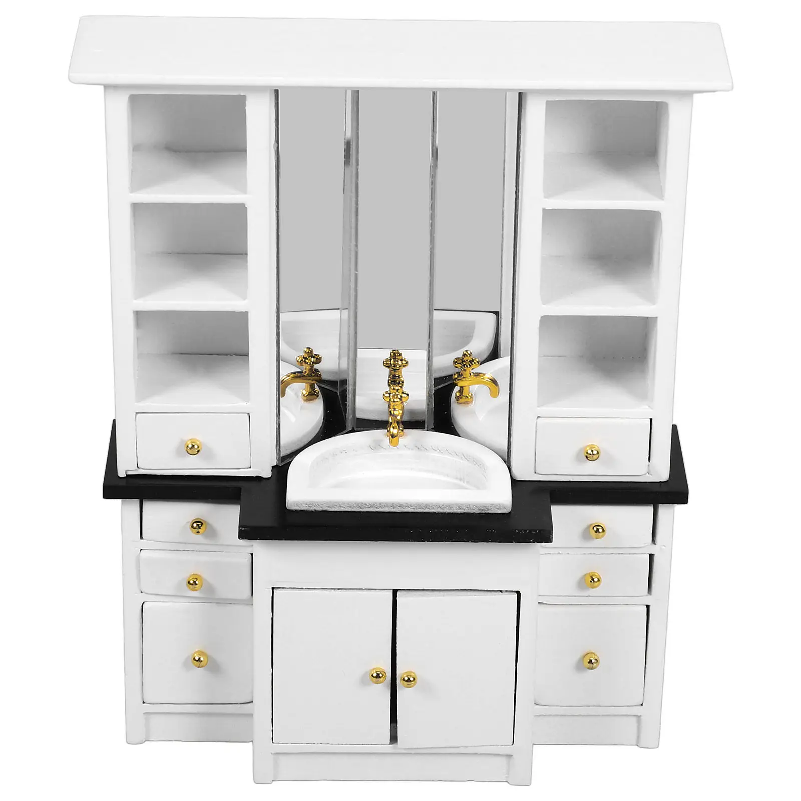 

Mini Vintage Miniature Wooden Sink Cabinet Kitchen Bathroom Furniture Miniature Furniture Ornament Mini House Decor