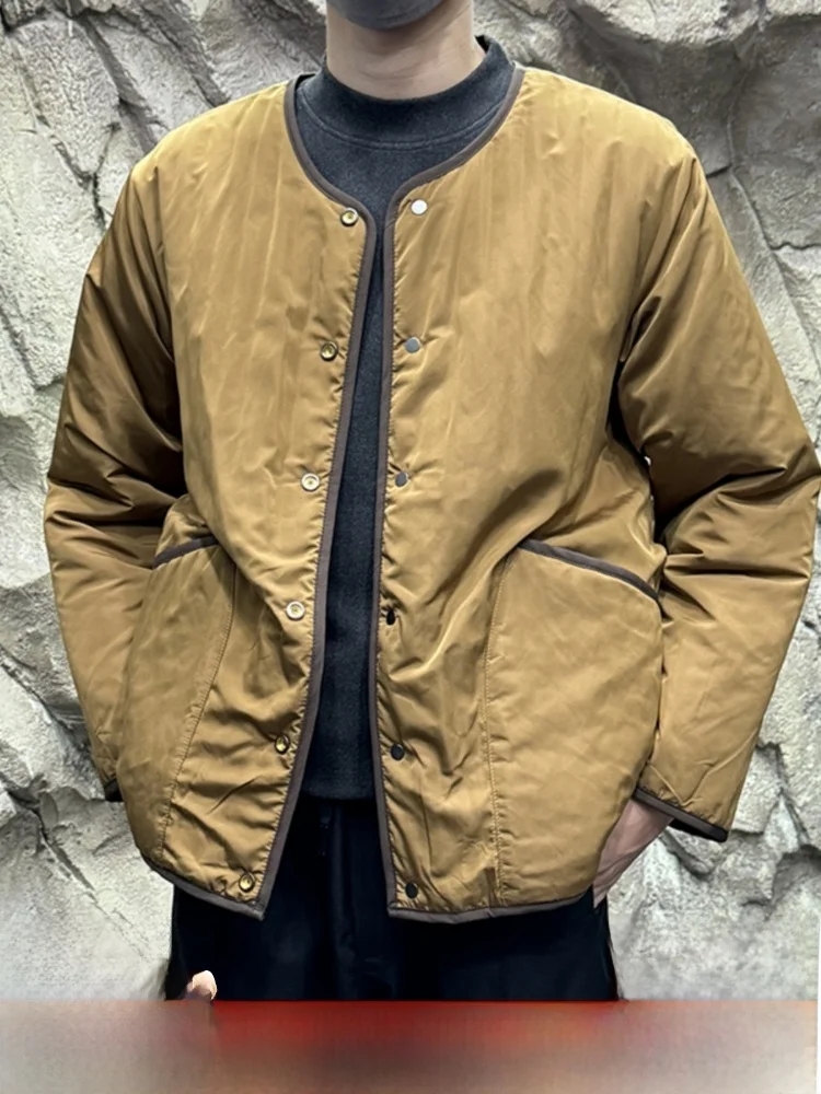 

Ретро-техническая хлопковая куртка, двусторонняя одежда, легкое тонкое теплое хлопковое пальто в вертикальную полоску для пар, осень-зима, мужское...