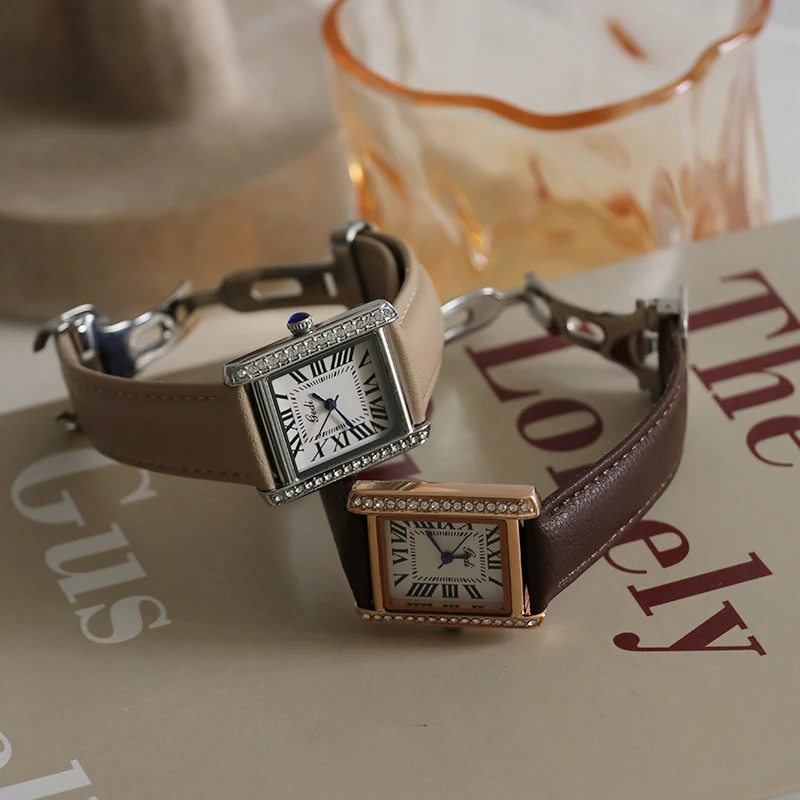 Exquisite Women'S Wristwatch, Leather Strap Women'S Watch, Simple, Versatile, Retro-Style Quartz Watch With Small Dial.