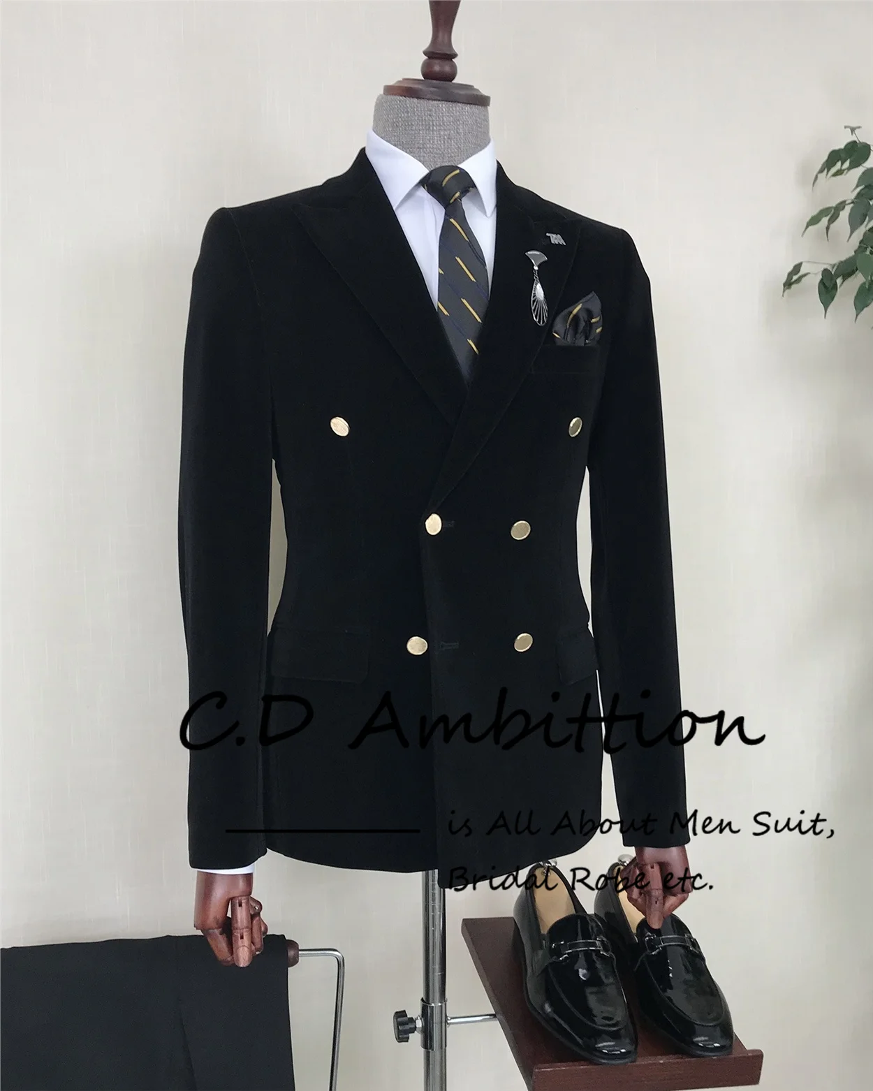 Costume Homme Pink Velvet Men Suit for Wedding 2023 Slim Fit 2 Piece Golden Double Breasted Ropa Hombre Luxury Suit Male Custom