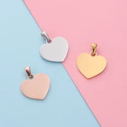 Fnixtar 20Pcs Peach Heart Charms Mirror Polish Stainless Steel Charms DIY Necklace Bracelet Connector Charms For Jewelry Making