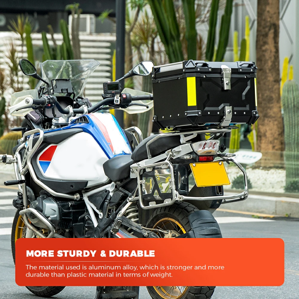 KEMIMOTO Motorrad-Topcase Universeller Aluminium-Koffer Motorrad-Heckbox 45L 55L 65L Wasserdicht mit Schloss & Rückenkissen – Detail 11