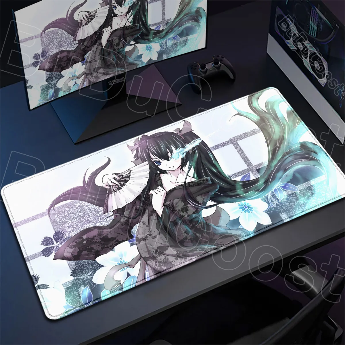 E-sport Gamer HD Printing Desktop Mats Japan Anime Black Rock S-Shooter Mouse Pad PC Gaming Accessories 900x400mm Office Carpets