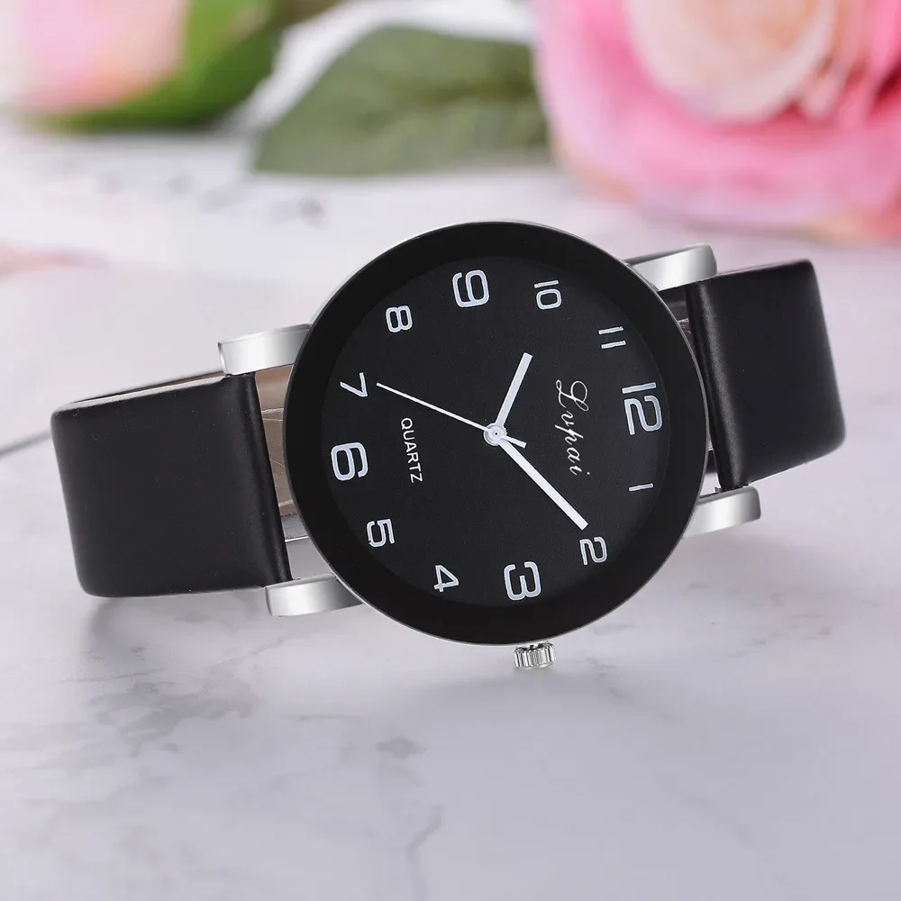 Reloj de pulsera analógico de cuarzo para mujer, cronógrafo informal con correa de cuero, regalo de lujo, novedad de 2024