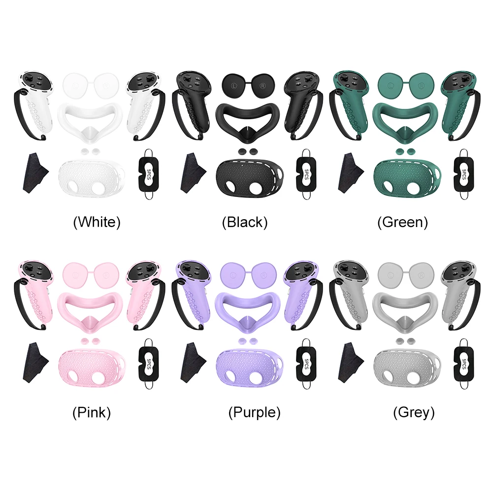 Schutzhülle Controller Griffe VR Shell Cover VR Silikonhülle Gesichtsabdeckung Objektivabdeckung für Meta Quest 3S VR Headset Zubehör