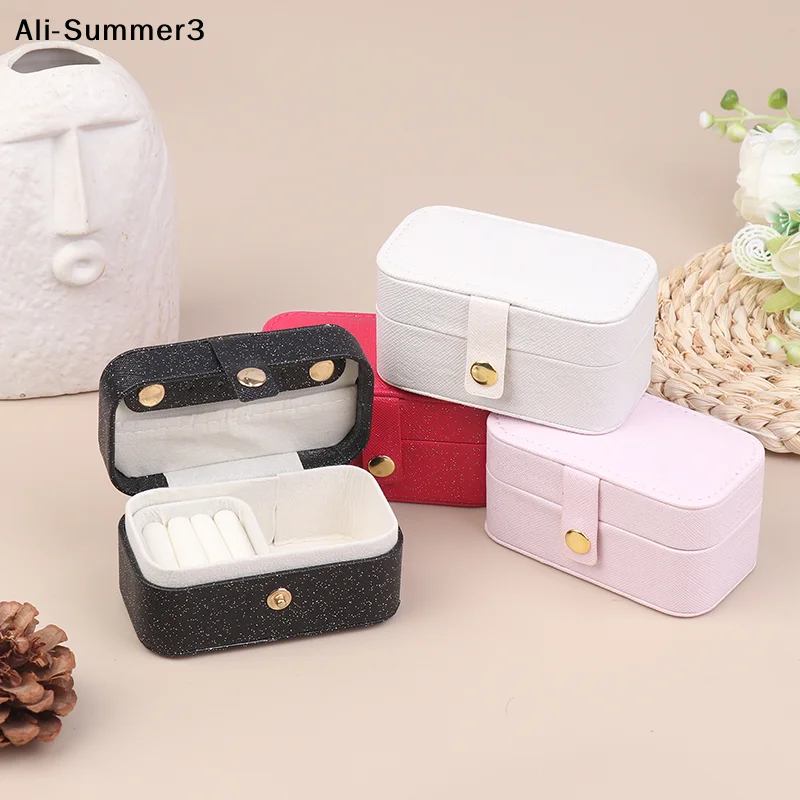 NmPortable PU Travel Ladies Jewelry Box Simple Ring Necklace Earrings Storage Minimalist Style Daily Travel Storage Box
