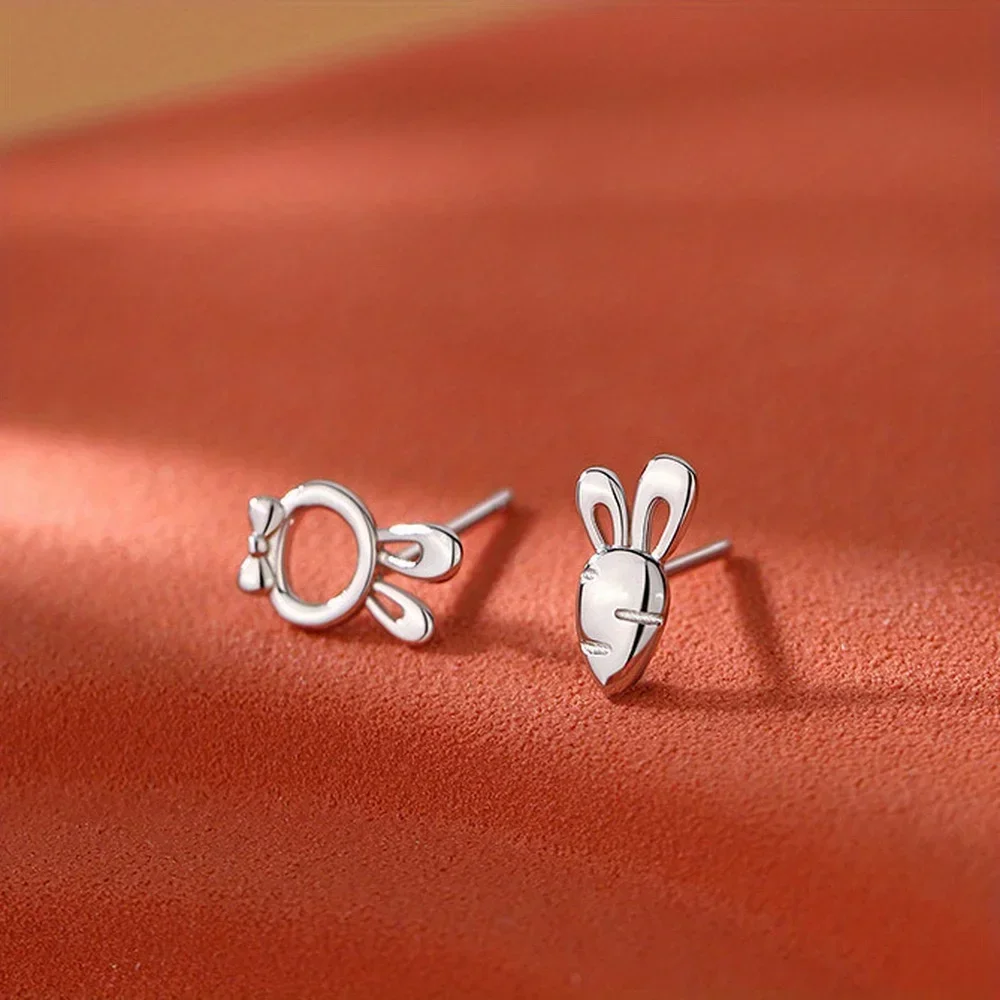 Fashion Minimalist Mini Rabbit & Carrot Stud Earrings , Asymmetric Earrings,Perfect for Birthdays, Holidays,Easter Gifts Beautif