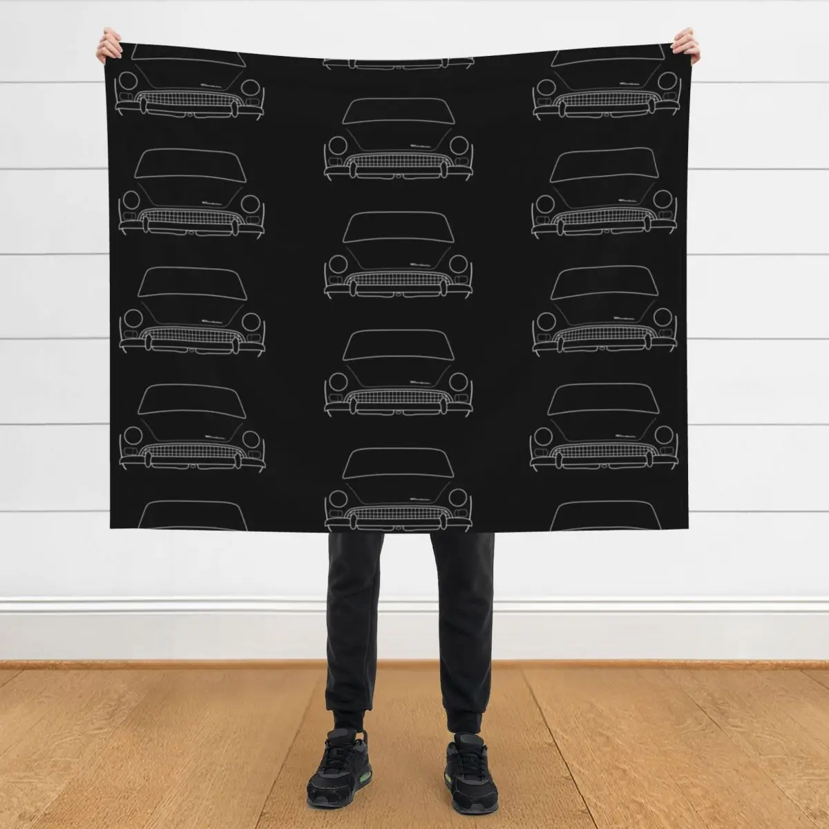 

Sunbeam Tiger Mk II classic 1960s British car white outline graphic Throw Blanket funny gift Soft Beds Cute Blankets