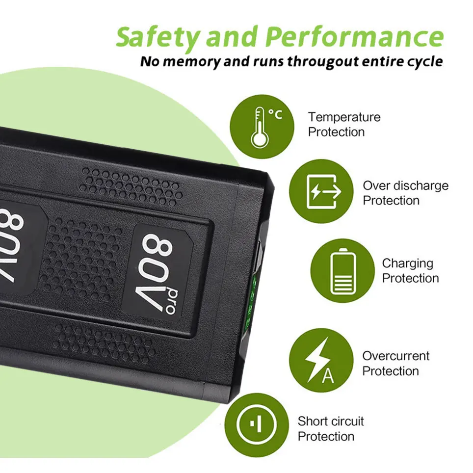 Greenworks-Alta Qualidade Snow Blower Tool Battery, 80V Máximo Lithium-ion Battery, GBA80200, GBA80250, GBA80400, GBA80500
