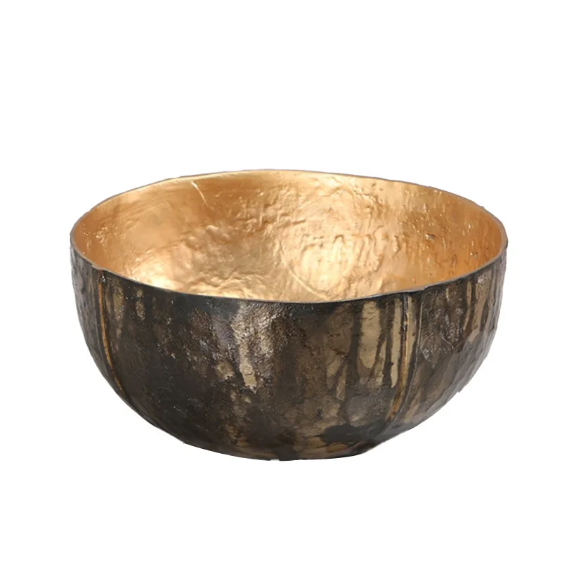 New Chinese high-footed golden fruit plate ornament model room exhibition hall sales office coffee table window home tray