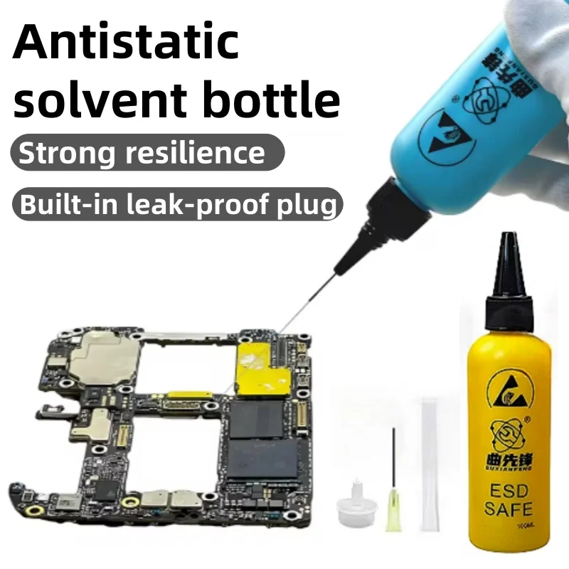 

Plastic Solvent Bottle 100ML Leak Proof Needle Bottle Glue Removal Liquid Flux Rosin Bottle Toolsling Slot Silicone Repair Mat