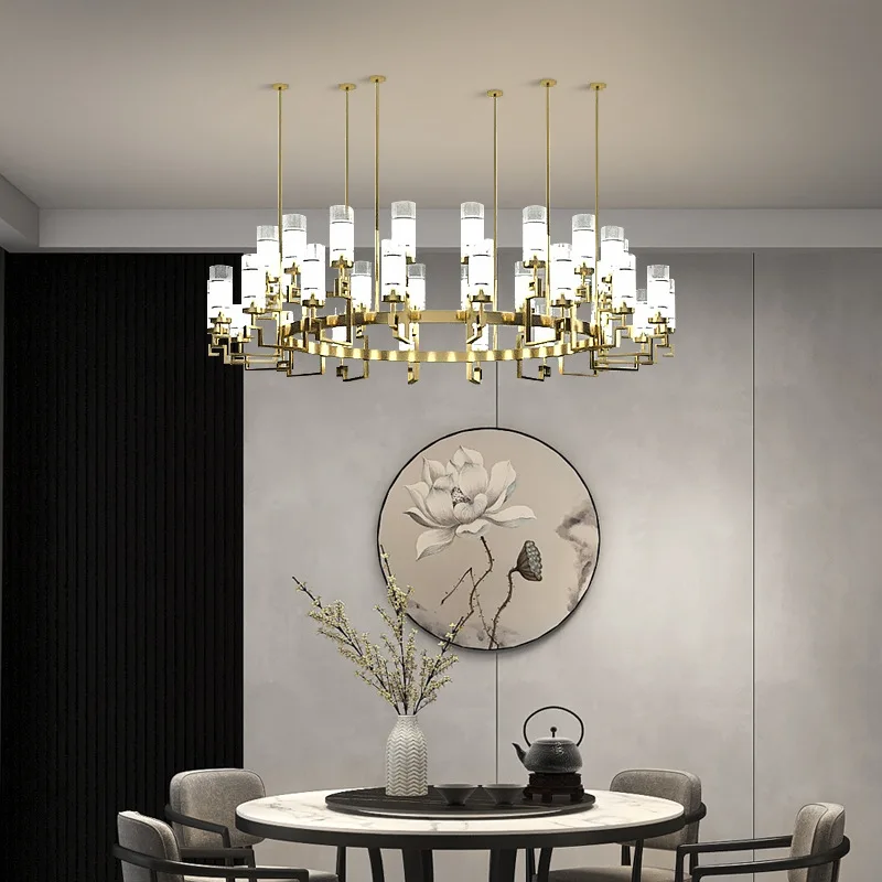 

Новый китайский свет, роскошная хрустальная люстра для гостиной, вилла, холл, дуплексное здание, ресторан, вестибюль отеля, люстра в коробке отеля