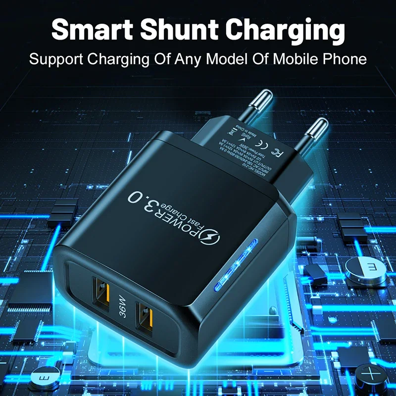 36W USB Mobile Phone Charger Quick Charge 3.0 Fast Charging Adapter For iPhone 16 15 pro Max Xiaomi 14 Samsung Huawei Chargers image 5