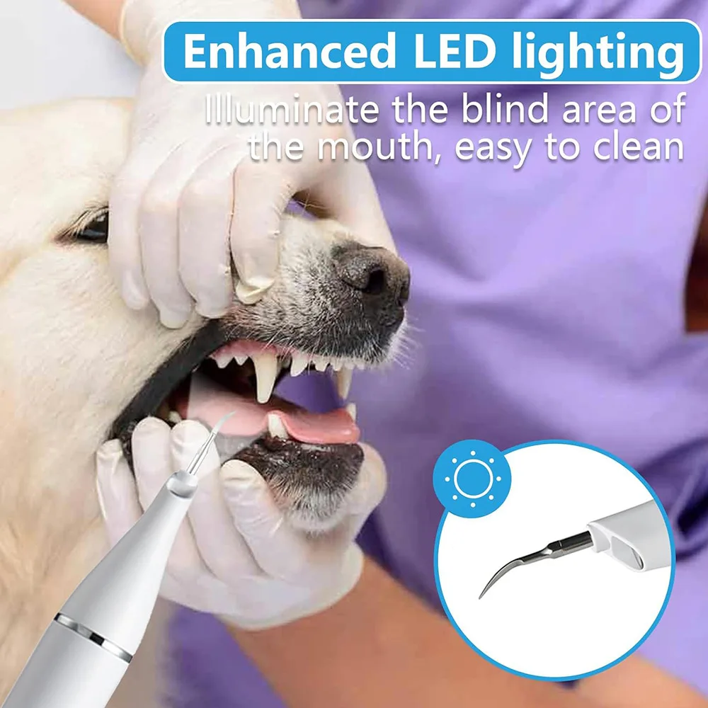 Pet Ultrasonic Scaler Cats and Dogs Clean The Mouth and Remove Calculus Home USB Charging with LED Light Pet Grooming Products