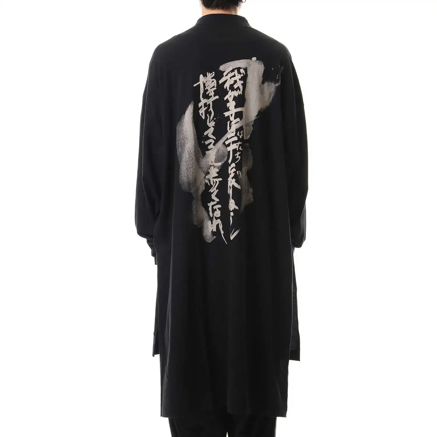 

YOJI OOAK японская рубашка с акварельными чернилами и длинными рукавами, модный хлопковый топ среднего и длинного размера с принтом для мужчин