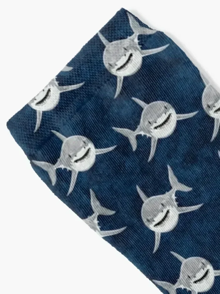 Sharks! - dark blue Socks kawaii Run loose funny gift Ladies Socks Men's