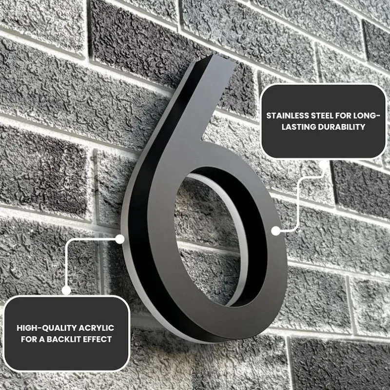 Outdoor Led House Number Sign Personalized Address Number Signs Metal BackLit Numbers Plaques for Home Hotel Room Door Decor