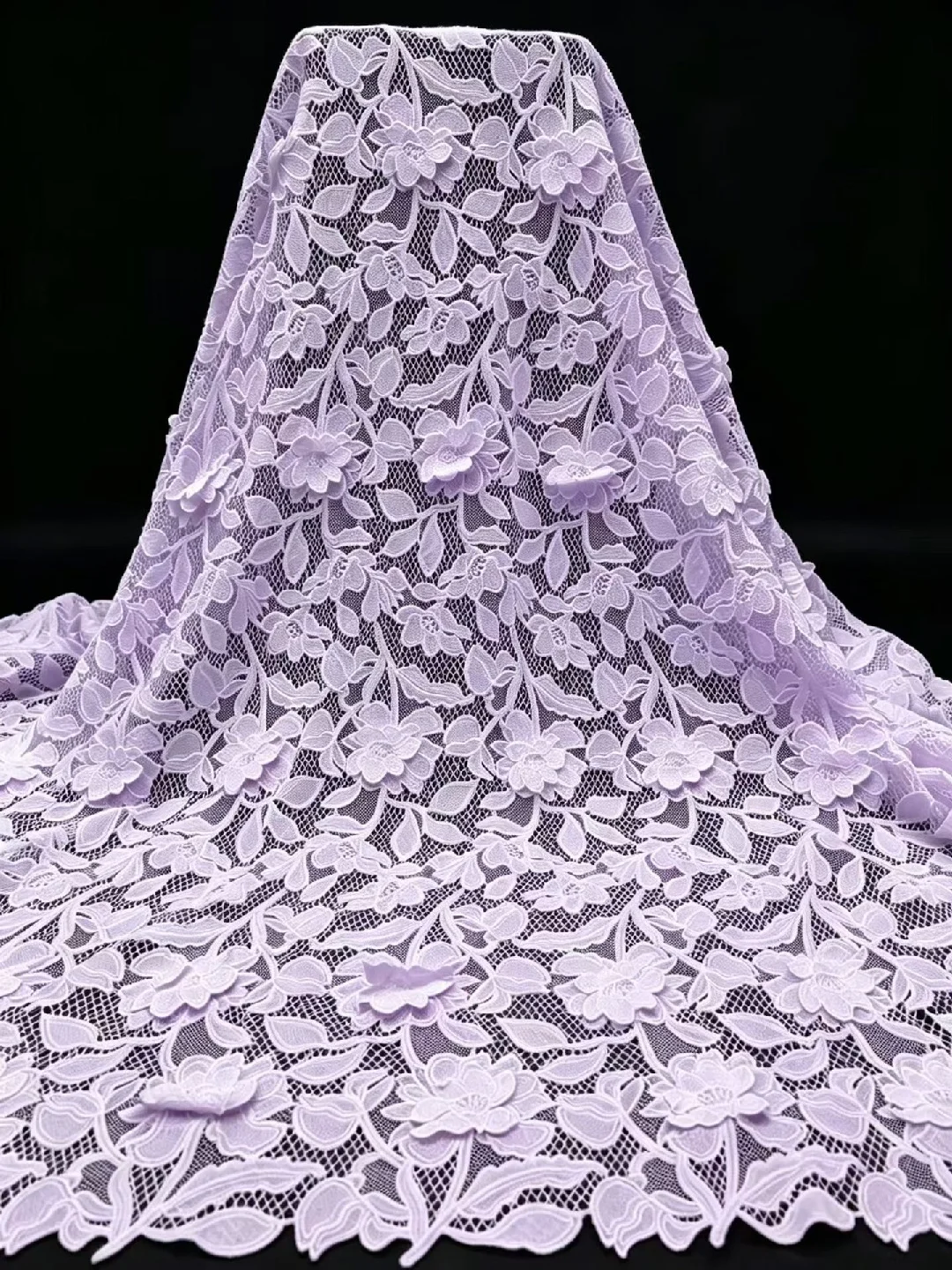 3D Embroidered Guipure Cupion Lace Skin Friendly African Cord Fabric Middle East Wedding Formal Mermaid Dress Fashion AT2984