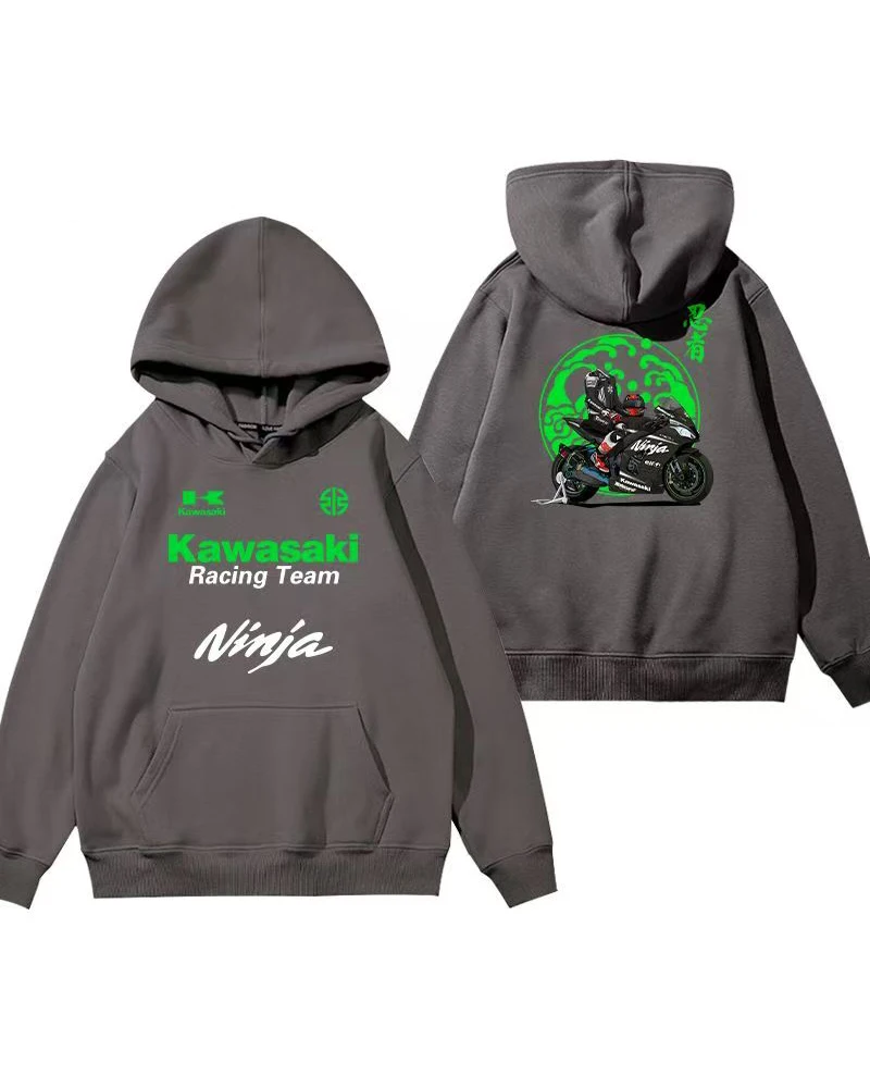 

Kawasaki motorcycle riding suit autumn and winter hooded sweatshirt for motorcycle enthusiasts, men's and women's casual jacket