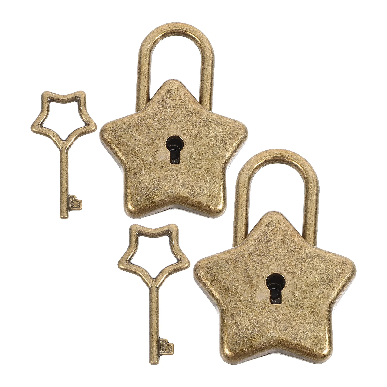 

2Sets Star Shaped Mini Padlock Unique Five Star Lock for Handbag Purse Suitcase DIY Accessory Metal Craft Decoration with Key