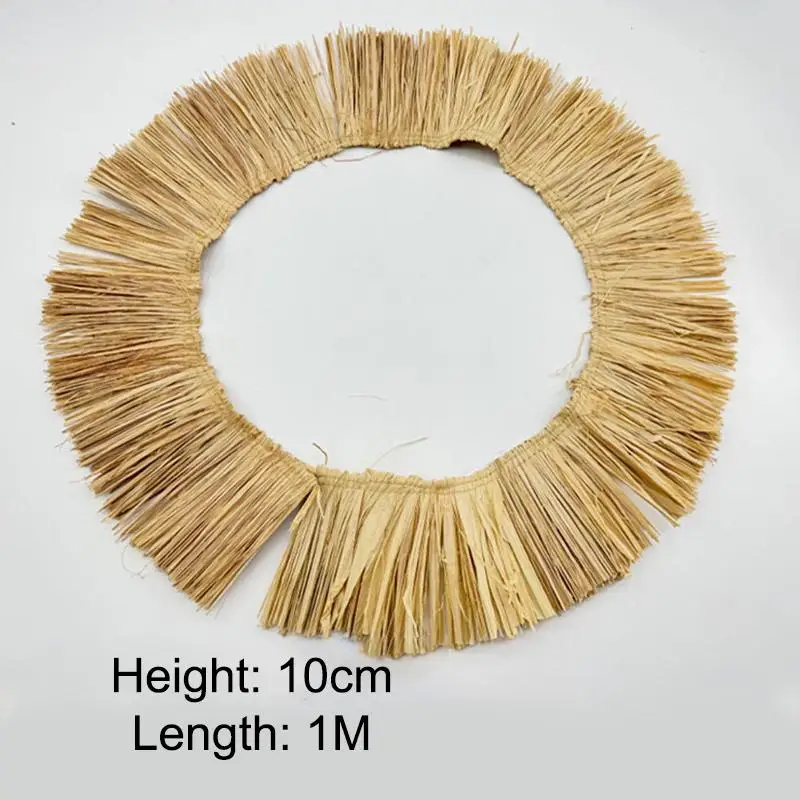 ~~Natural Wedding Garland DIY Home Supply Background Wall Decoration Raffia Straw Tassels Jute Fringe Trim 1meter