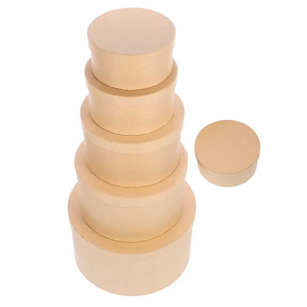

6Pcs Round Shaped Gift Boxes Set Empty Storage Box DIY Floral Boxes for Birthday Celebration Festival Decoration