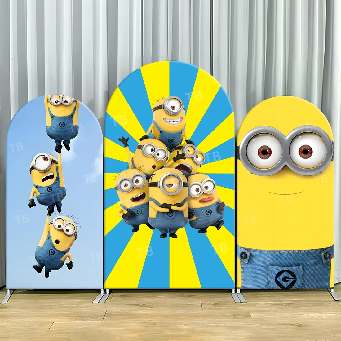 

Minions Arch Backdrop Cover Child Birthday Party Decoration Cute Photography Background Wall Baby Shower Spandex Fabric Supplies
