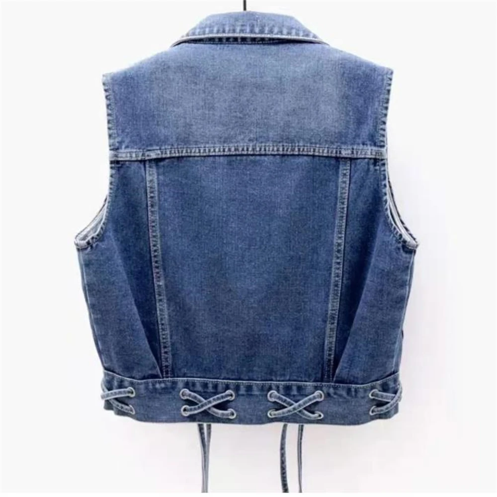 Autumn Lamb Wool Liner Plush Thick Cowboy Vest Winter Plus Velvet Warm Women Denim Waistcoat Female Gilet Sleeveless Vest Jacket