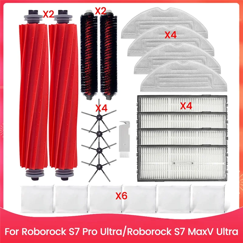 

Комплект аксессуаров ABRB для Roborock S7 Pro Ultra S7 Maxv Ultra, основные боковые щетки HEPA-фильтры, тканевые мешки для пыли