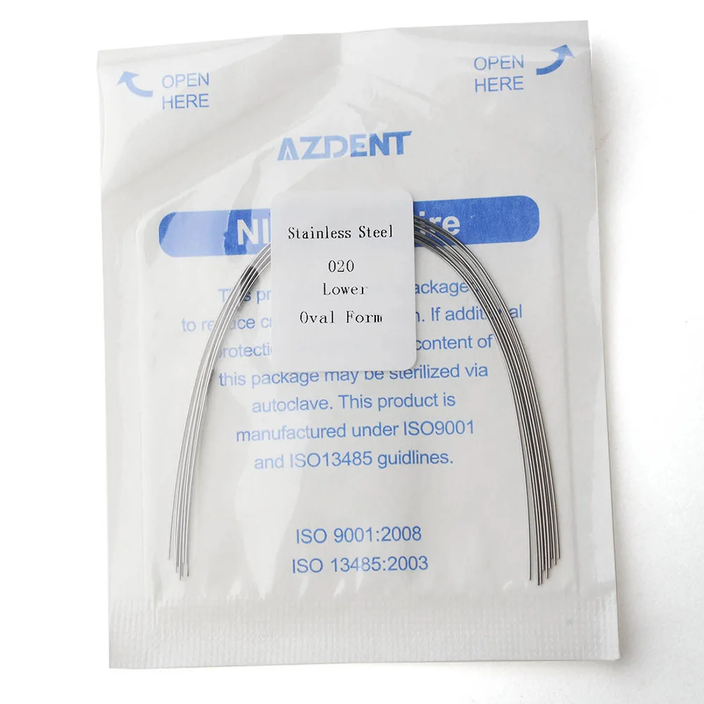 5Packs (10pcs/Pack)=50Pcs  AZDENT Dental Stainless Steel Round Arch Wire Oval Form Dental Orthodontic Archwire Lower/Upper