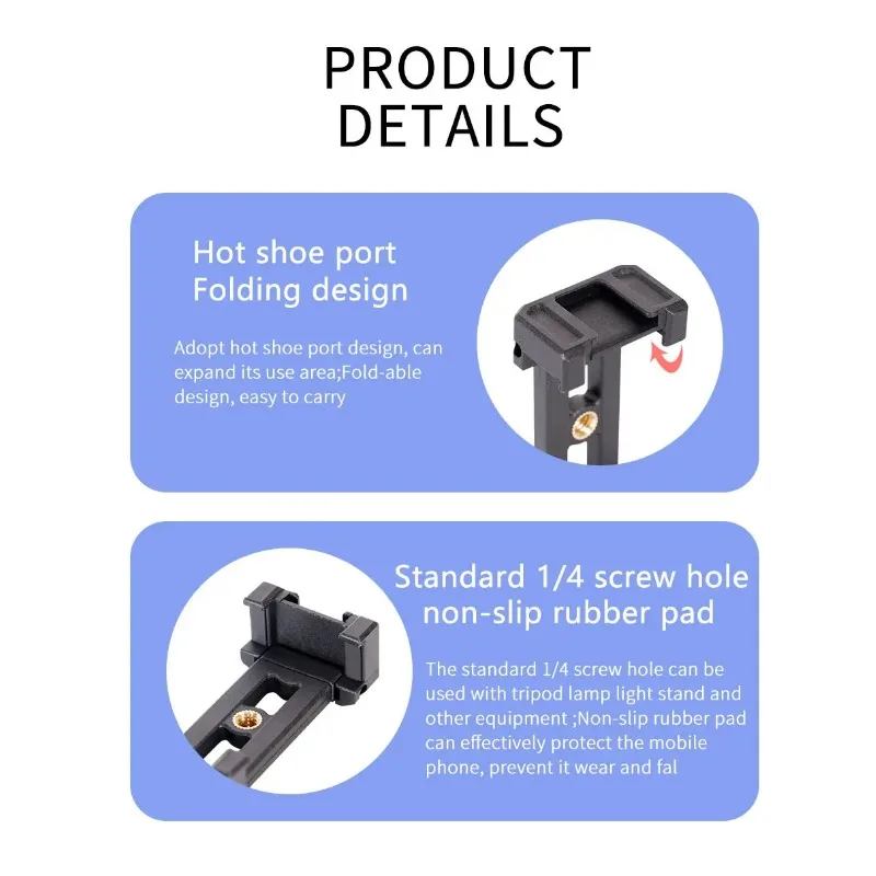 ที่ตั้งโทรศัพท์สามขาคลิปพับได้อเนกประสงค์รองรับความกว้าง2.3-3.7 ''พร้อมที่ยึดรองเท้าร้อนสำหรับสมาร์ทโฟน/LCD เพิ่มเติม