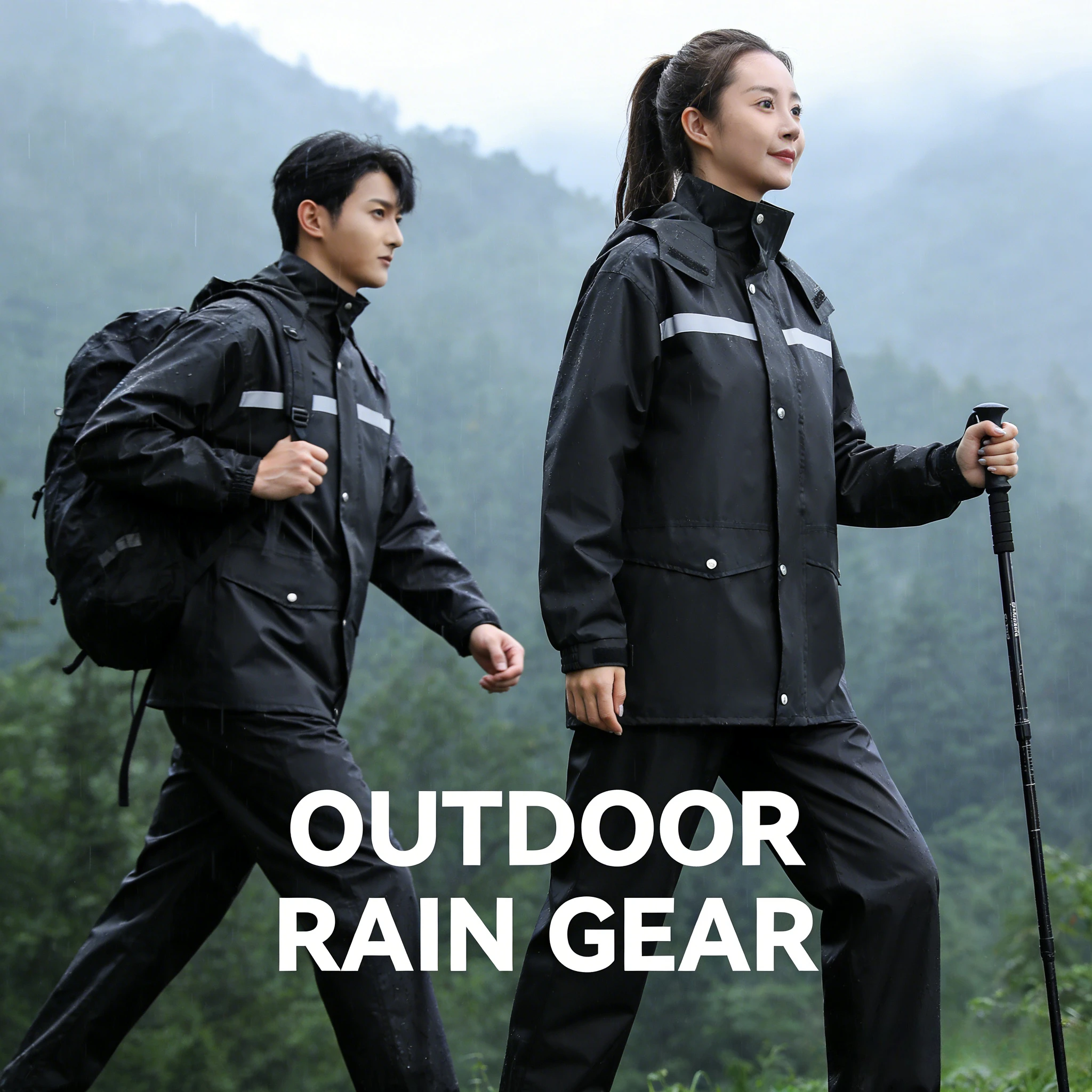 

Комплект: дождевик и брюки, полностью водонепроницаемый, для мужчин и женщин, с дизайнерским акцентом, для рыбалки, светоотражающий, защита от сильного дождя