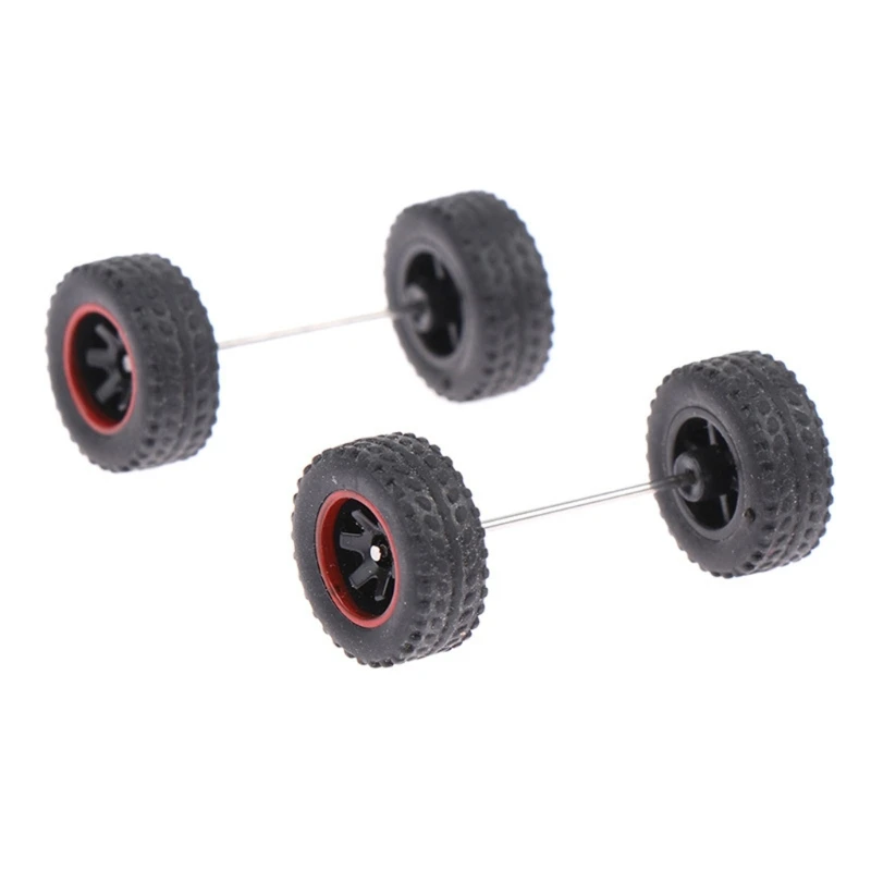 4pcs عجلات طراز التحكم عن بُعد متينة لـ 1/64 شاحنات Diecast مع محاور قضيب مستديرة