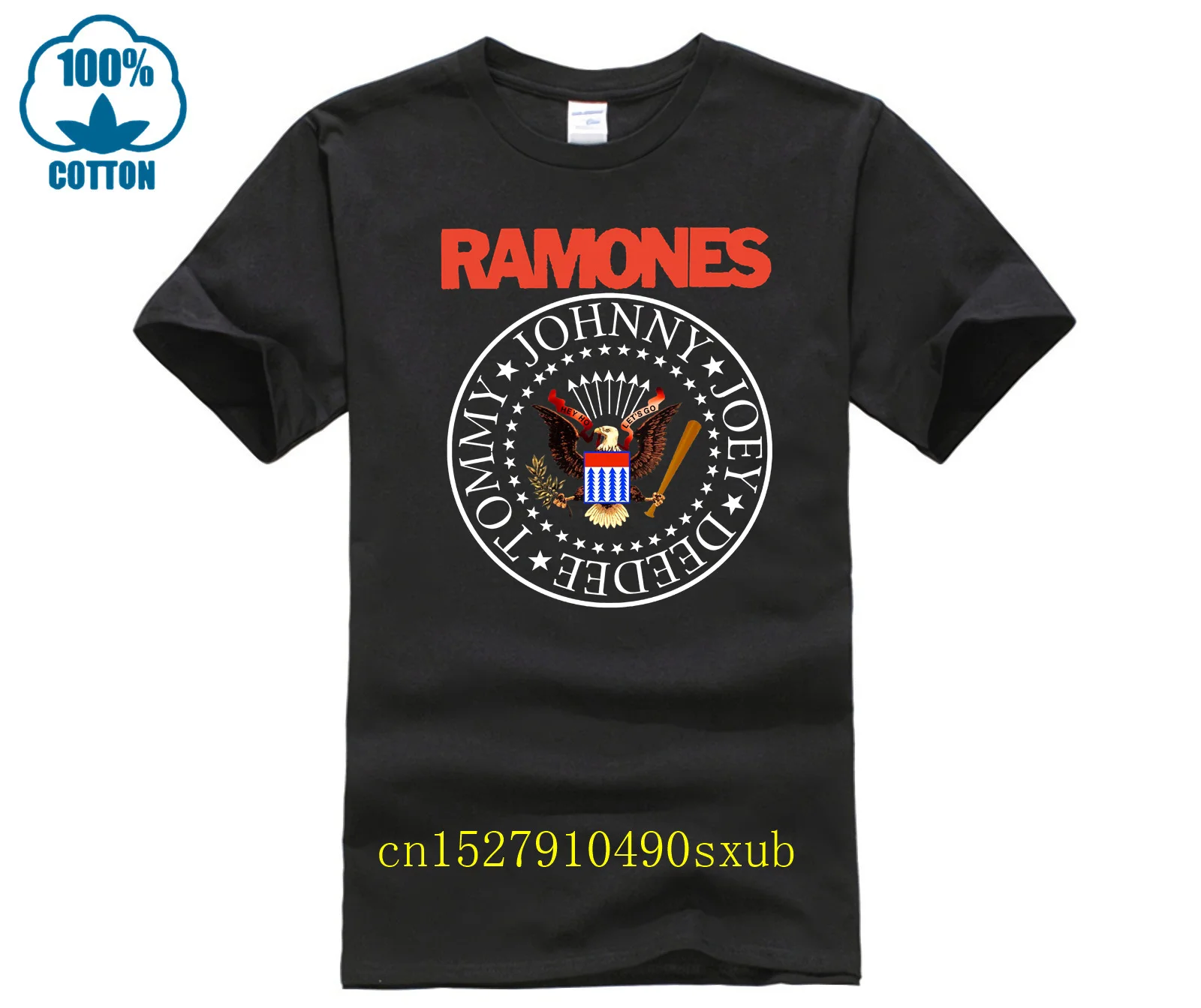 Ramone Vintage Eagle Seal Mens Black T-Shirt (Medium)