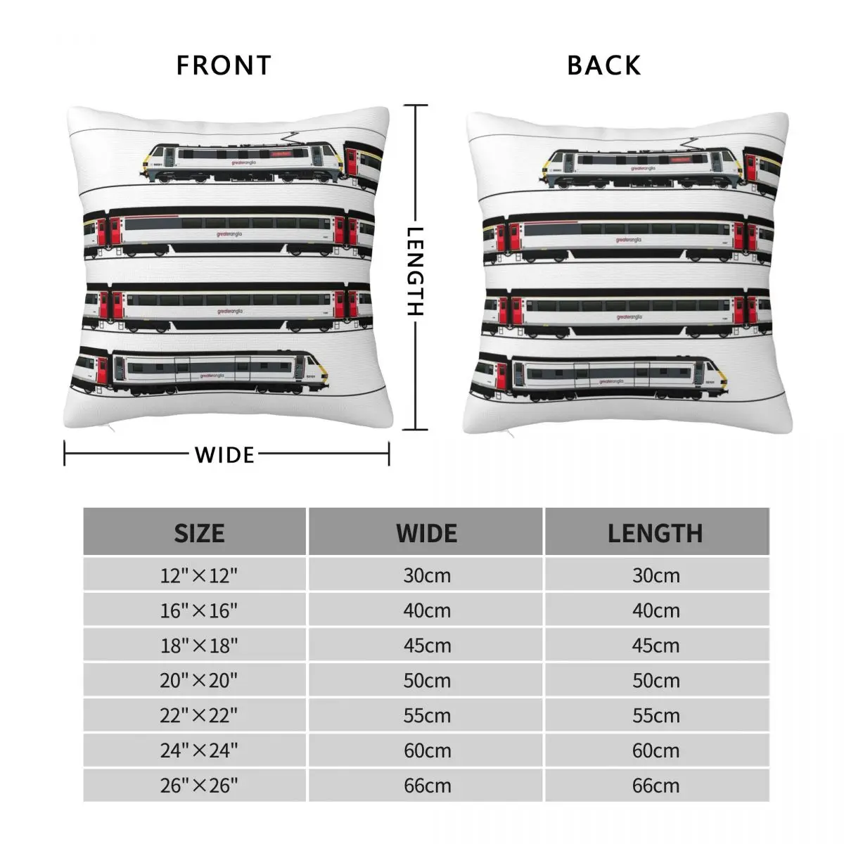 Class 90 Greater Anglia Locomotive Square Pillowcase Polyester Linen Velvet Creative Decor Throw Pillow Case Room Cushion Cover