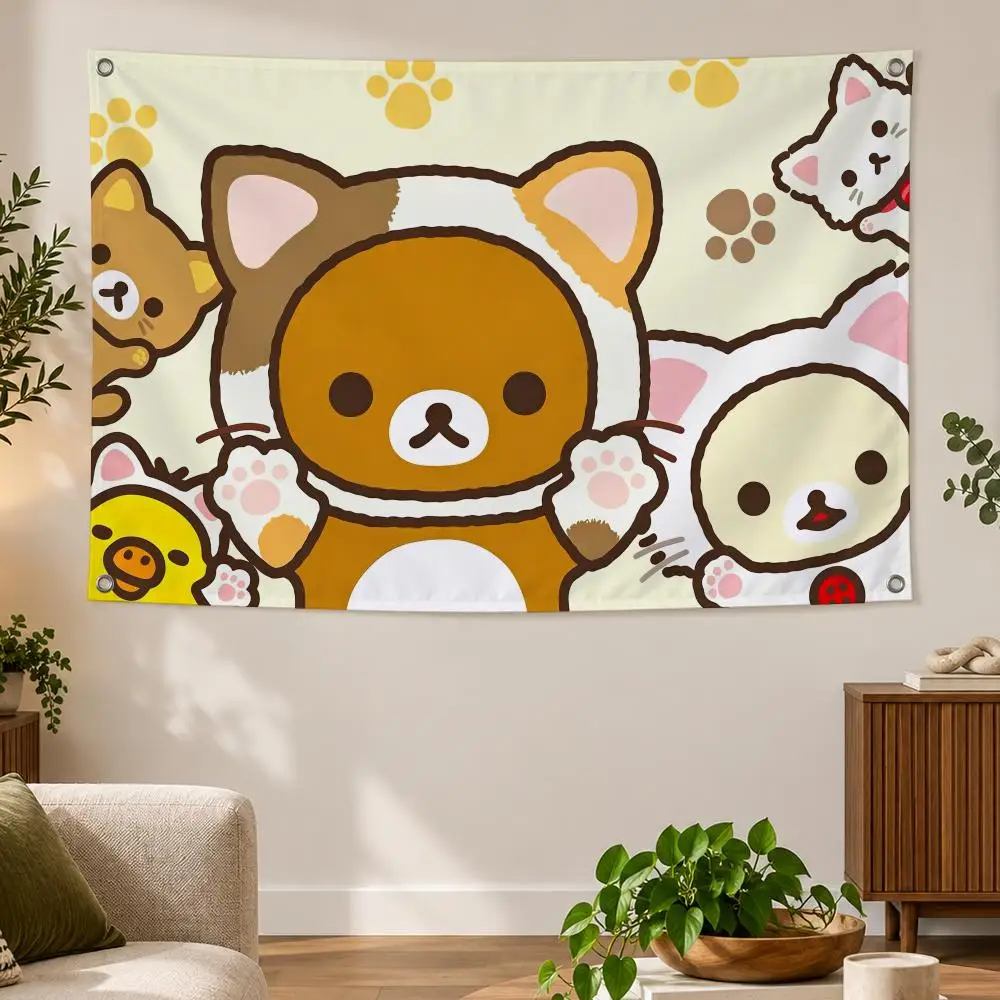 Character R-Rilakkuma Flags Banner Decor for Bedroom,Garden,Party,Club,Gaming Room,Indoor Outdoor
