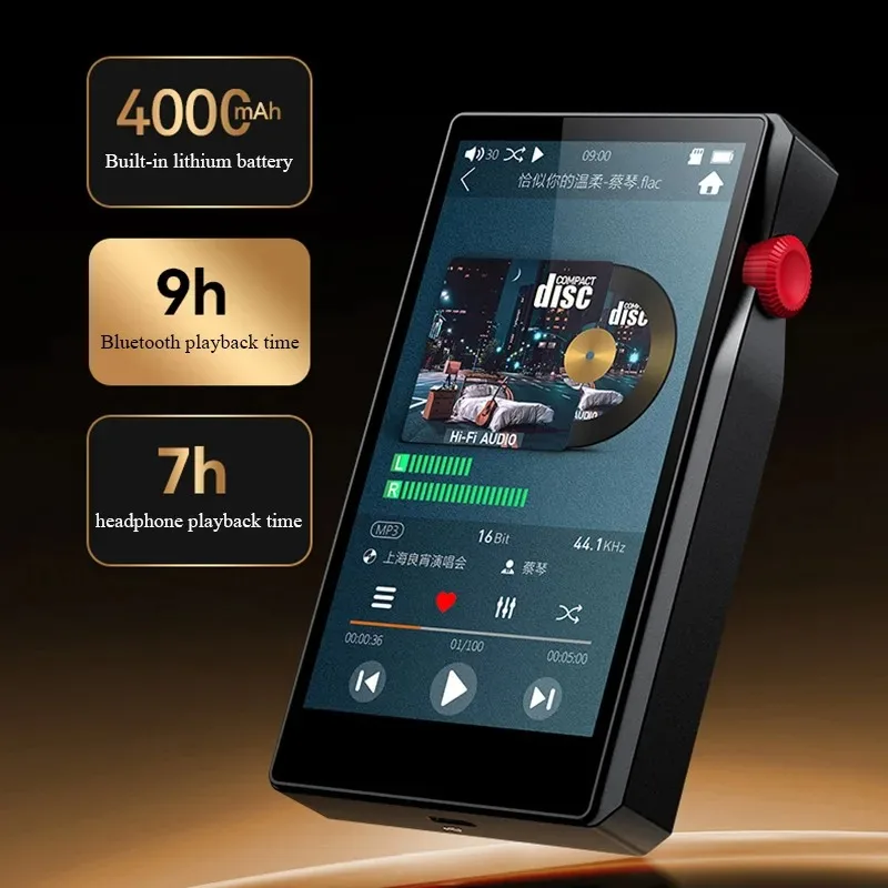 Portable HiFi MP3 Player Dual ESS9038Q2M DAC Bluetooth 5.2 LDAC aptX HD DSD512 High Resolution Audio Balanced Output Walkman