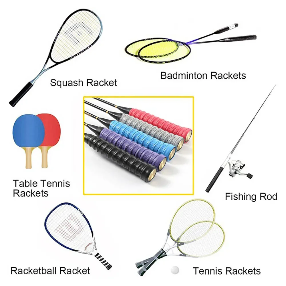 Badminton Anti-Slip Absorver Suor Raquete Aperto, Punho Aperto, Squash Band, Multi-Uso Raquete Overgrips, Acessório de tênis, Qualidade