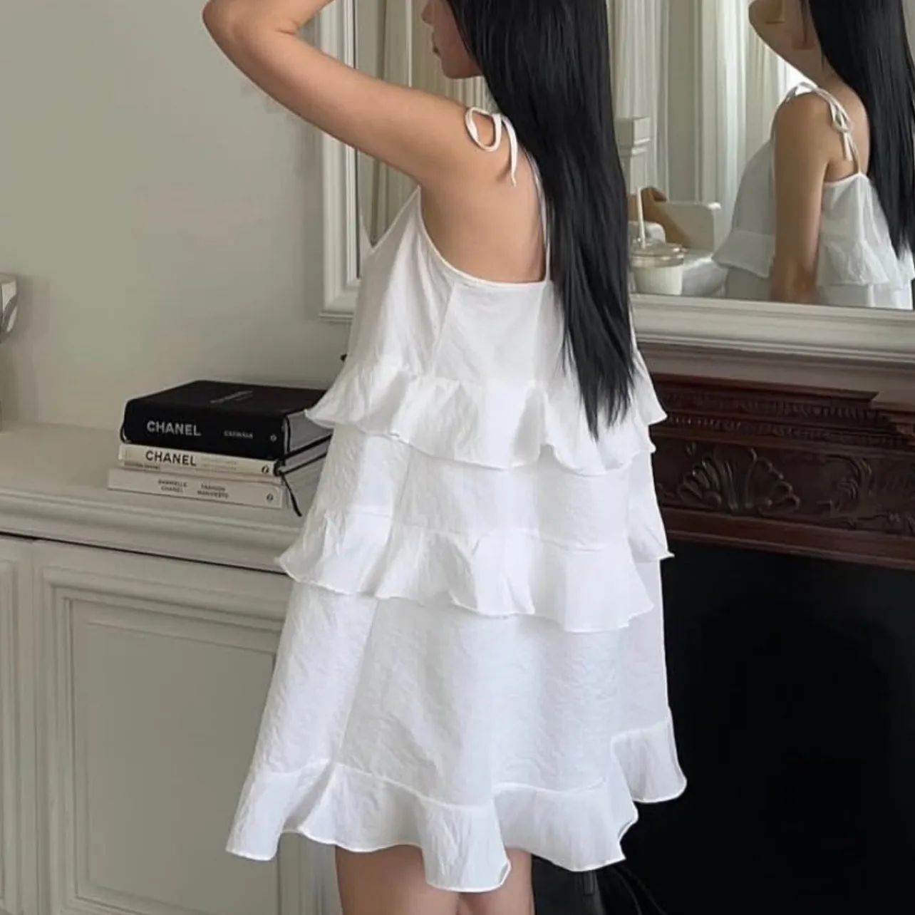 Doce bonito verão chique alça feminina dr em camadas bolo saia commute sle sem marca outro material 00% saia de gaze