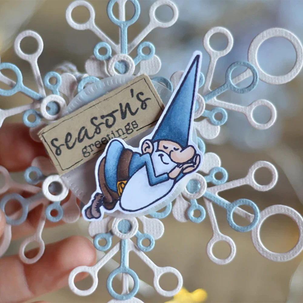 ฤดูหนาวสัตว์เพนกวินล้างแสตมป์และตัด Dies คริสต์มาส Gnomes ตกแต่ง Die ชุดแสตมป์สําหรับ DIY Scrapbooking Card ทํา