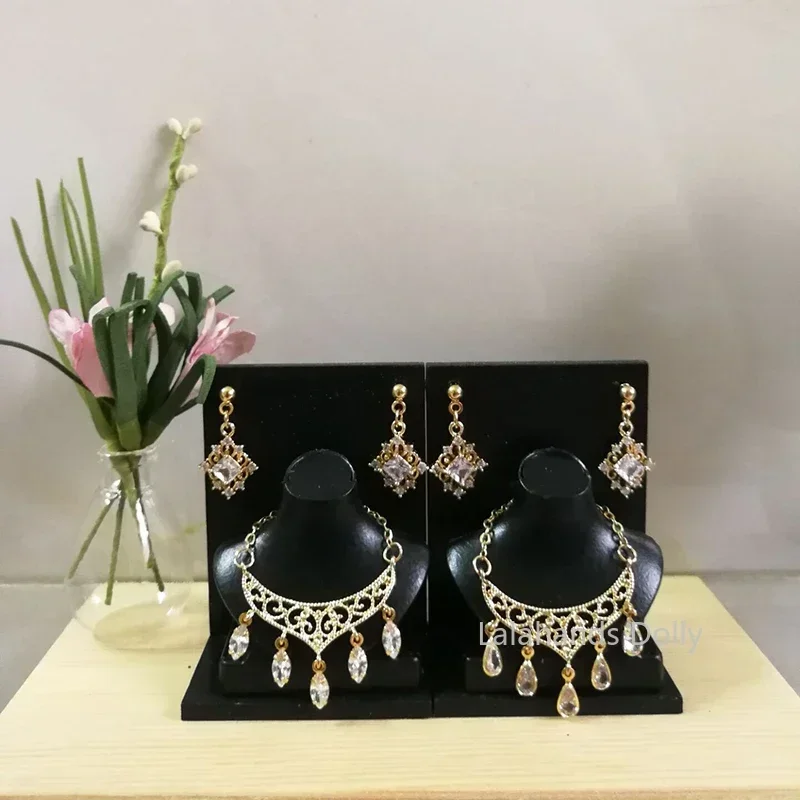 1:6 Doll Mini Jewelry Earring Necklace Set (including Display Rack) for Doll Decorative Toys, Doll Gift Accessories