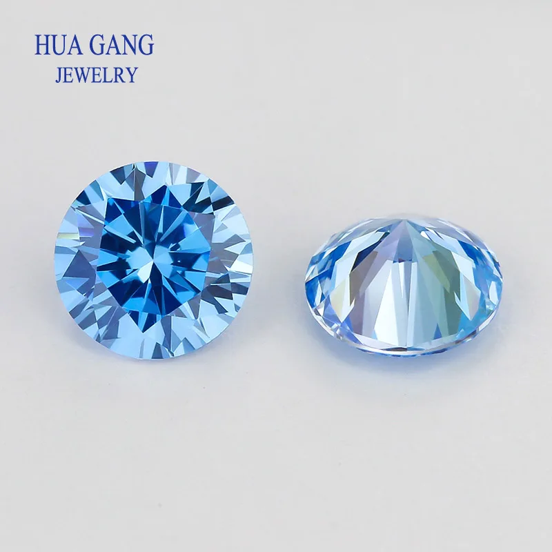 High Temperature Resistance Sea Blue 0.8~15mm Cubic Zirconia Round Shape 5A Brilliant Cut Loose CZ Stone Synthetic Gems